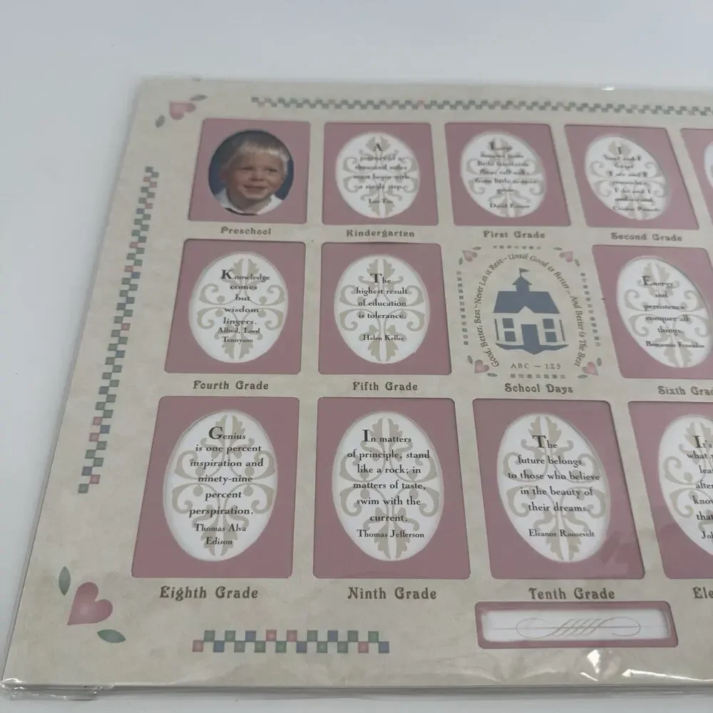 Country Cottage Core Granny Heart Pink Girl School Years 11x14 Photo Mat 1997